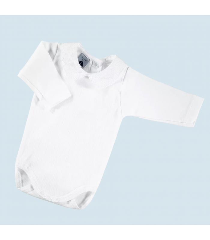 Body m/l con cuello de piqué | Body manga larga con cuellecito bebé...