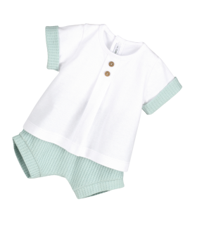 Dos piezas Eretria niño | Conjunto dos piezas camisita blanca con l...