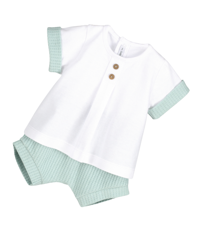 Dos piezas Eretria niño | Conjunto dos piezas camisita blanca con l...