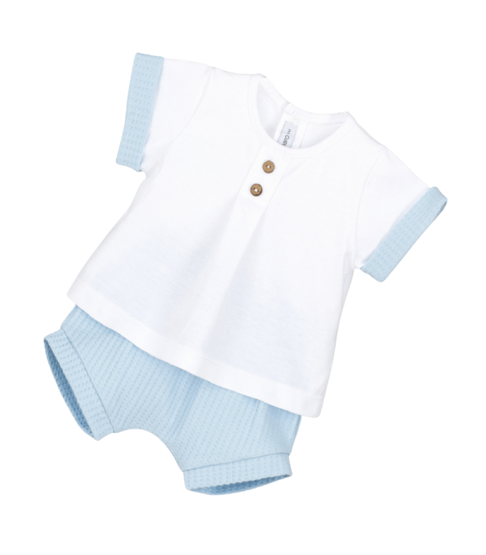 Dos piezas Eretria niño | Conjunto dos piezas camisita blanca con l...