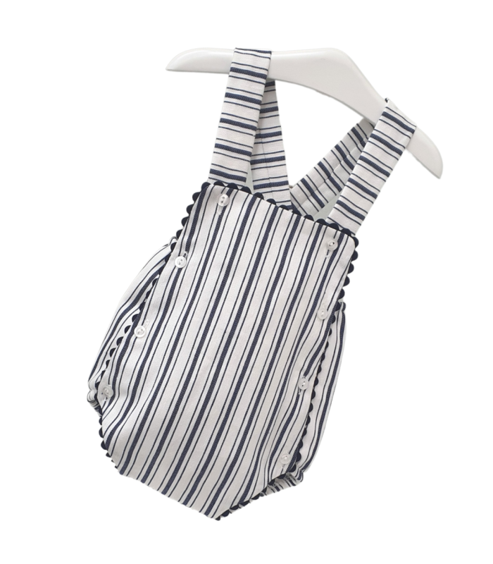 Peto rayas de 3 a 36 meses | Peto blanco a rayas azul marino. Confe...