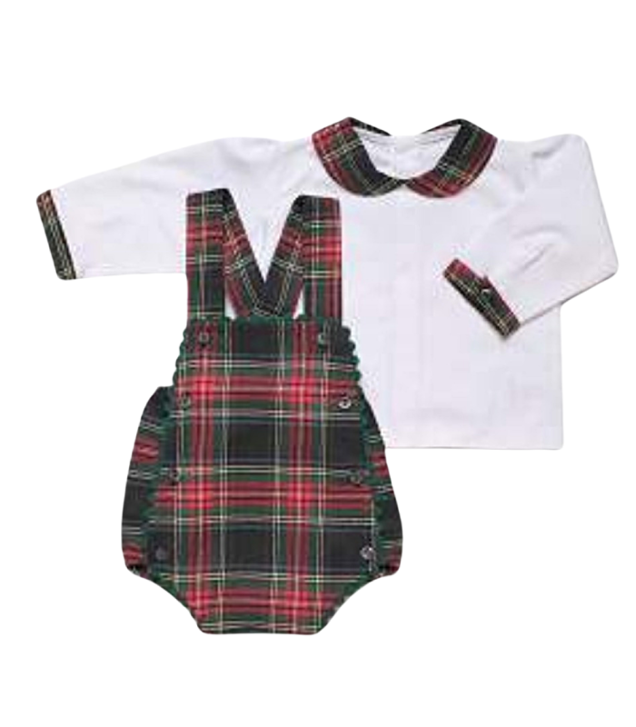 Peto con camisa | Este conjunto consta de un peto a cuadros con tir...